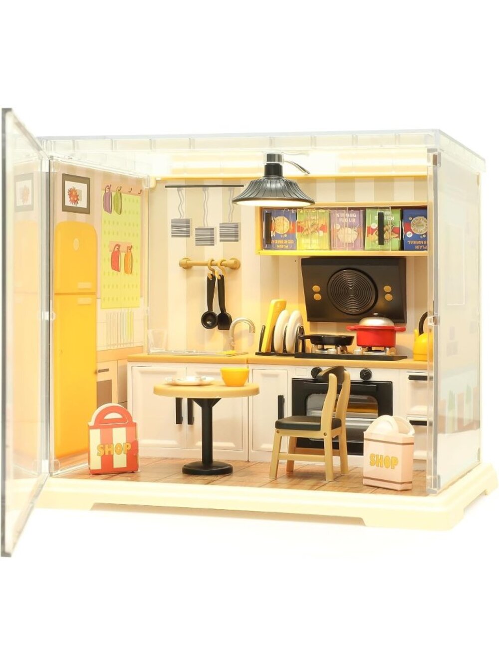DIY Miniature Home Kitchen Kit w/ LED Light 102 PCS Dollhouse Room Model 1:24